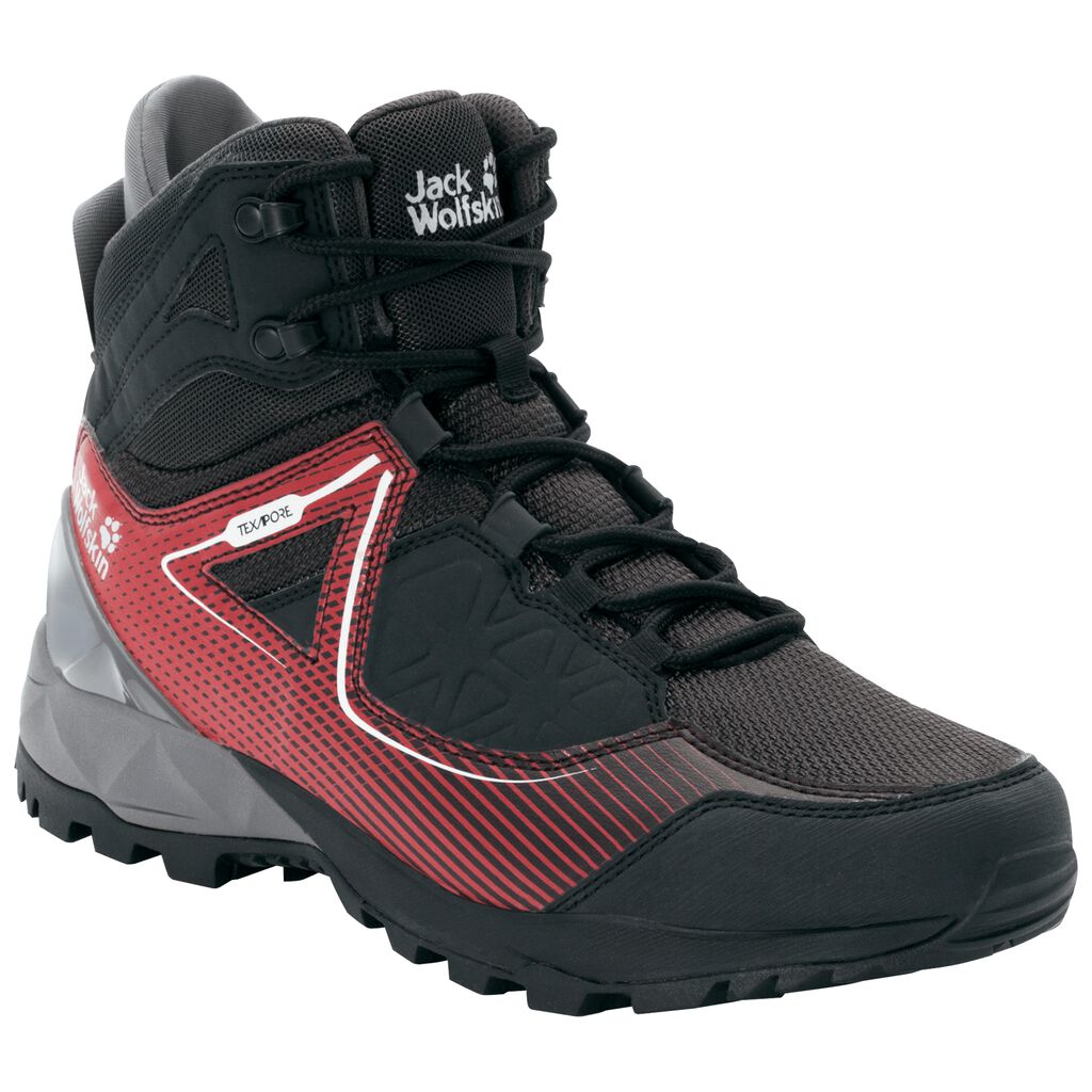 Jack Wolfskin CASCADE HIKE XT TEXAPORE MID Férfi Túracipő Fekete/Piros - CYHZFT-805